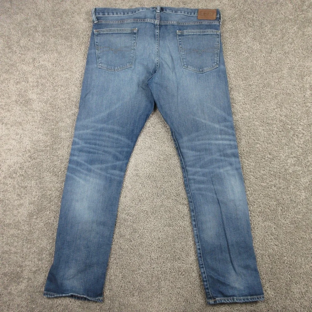 Polo Ralph Lauren Jeans Mens 36x32 Blue Varick Slim Straight Faded Denim Pants
